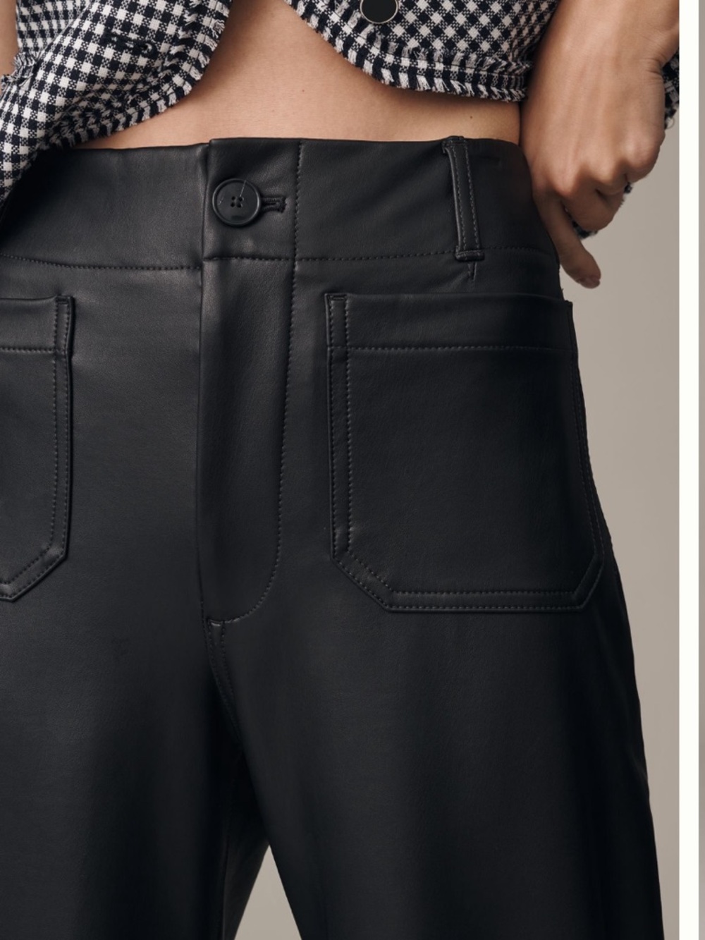 Anthropologie Faux Leather Wide Leg Colette Pants - 30 TALL - Picture 3 of 5